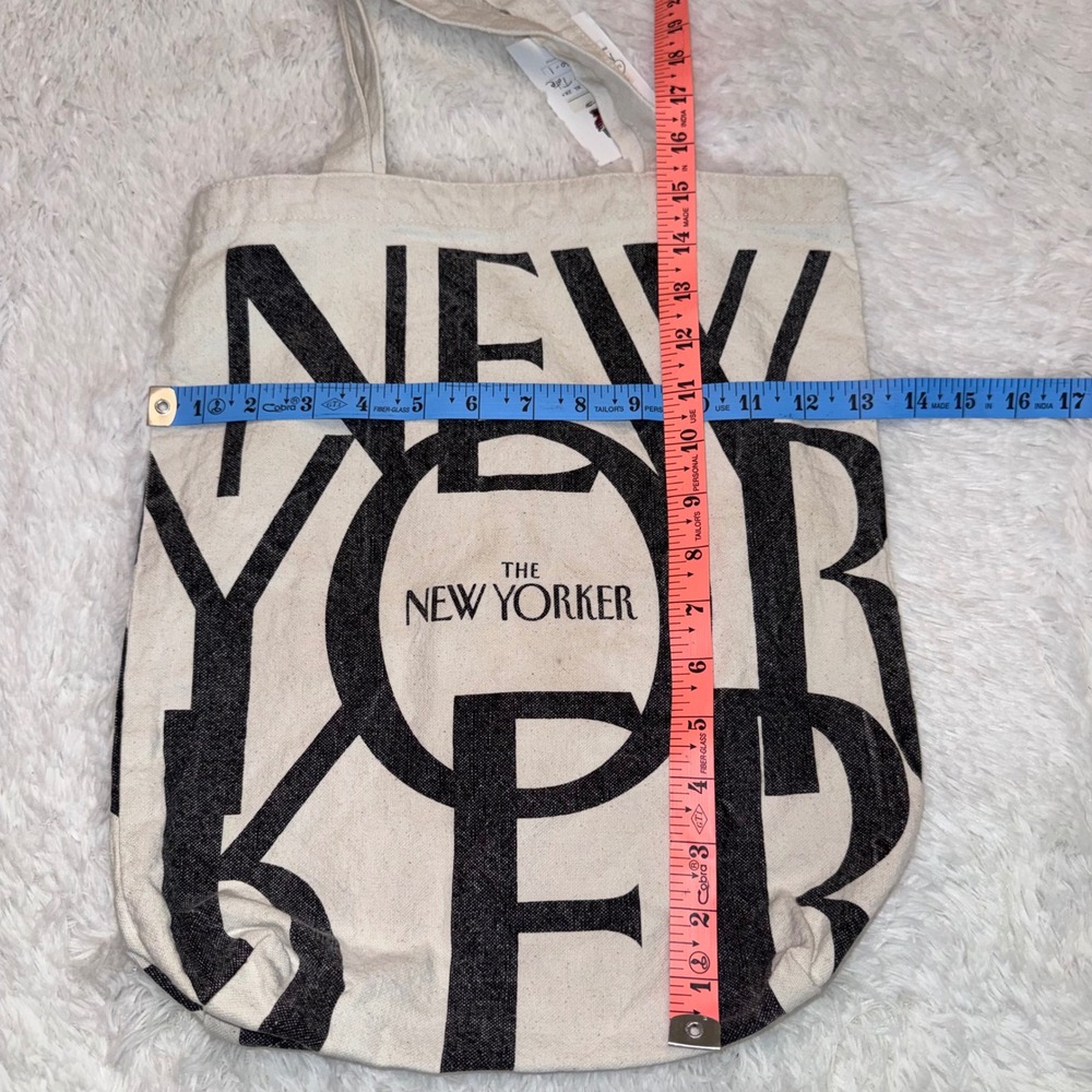 The New Yorker Tote Bag Women OS Cream Excellent Canvas Logo Book Bag - Picture 4 of 4